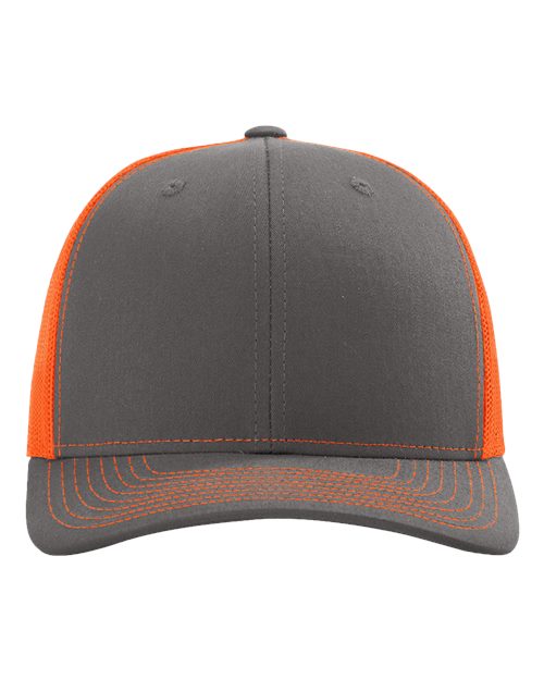 Snapback Trucker Cap - Charcoal/ Neon Orange Front