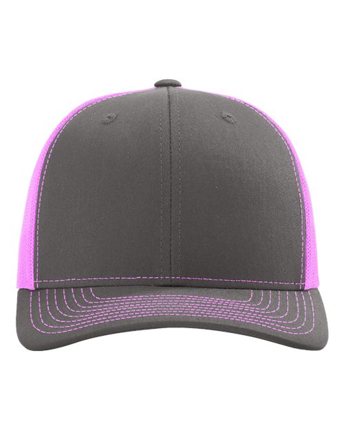 Snapback Trucker Cap - Charcoal/ Neon Pink Front