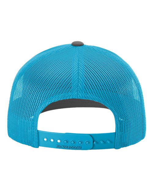 Snapback Trucker Cap - Charcoal/ Neon Blue Back