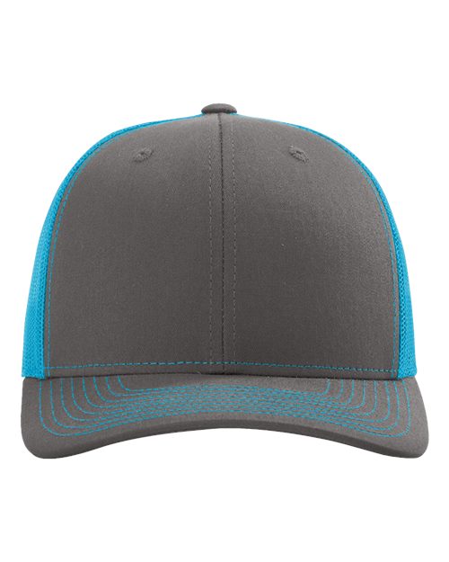 Snapback Trucker Cap - Charcoal/ Neon Blue Front