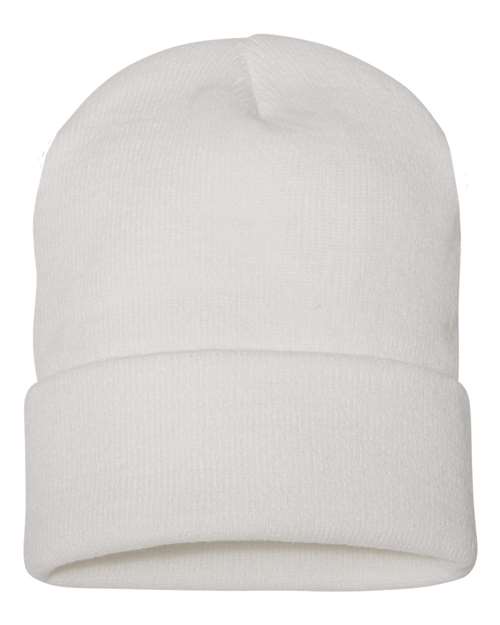 Cuffed Beanie - White Front
