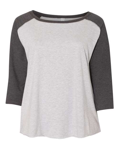 Women's Curvy Collection Baseball Three-Quarter Sleeve Tee - Vintage Heather/ Vintage Smoke Front
