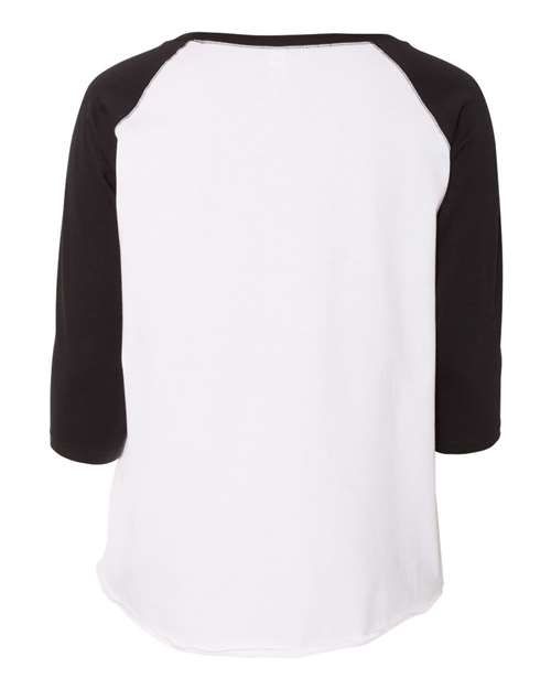 Women's Curvy Collection Baseball Three-Quarter Sleeve Tee - White/ Black Back