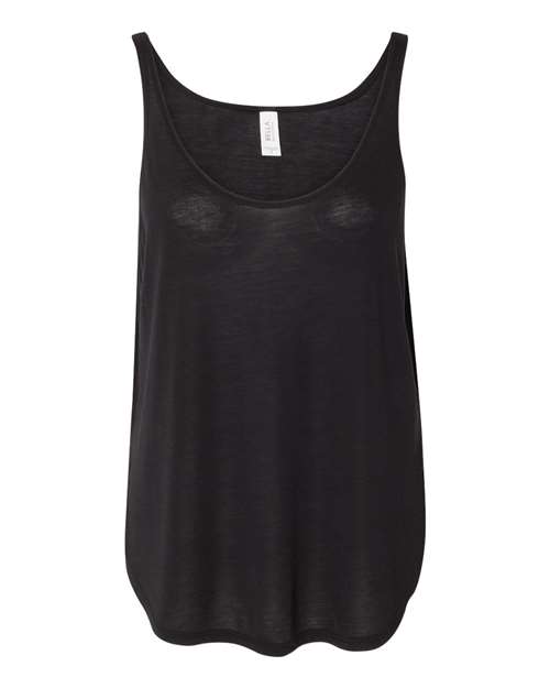 Women's Flowy Tank with Side Slit - Black Front