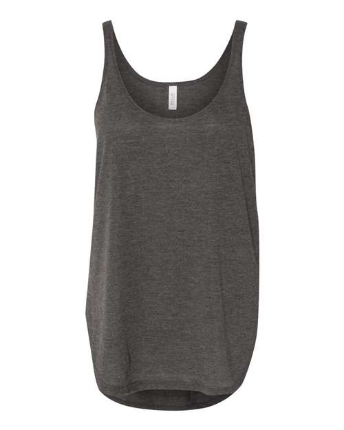 Women's Flowy Tank with Side Slit - Dark Grey Heather Front