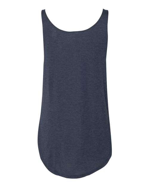 Women's Flowy Tank with Side Slit - Heather Navy Back