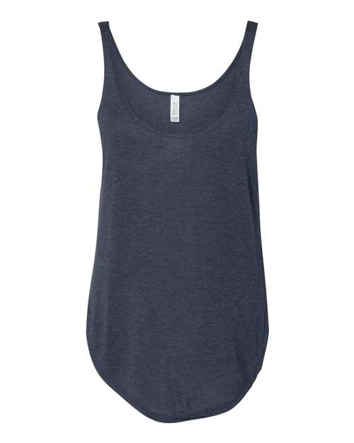 Women's Flowy Tank with Side Slit - Heather Navy Front
