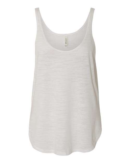 Women's Flowy Tank with Side Slit - White Slub Front