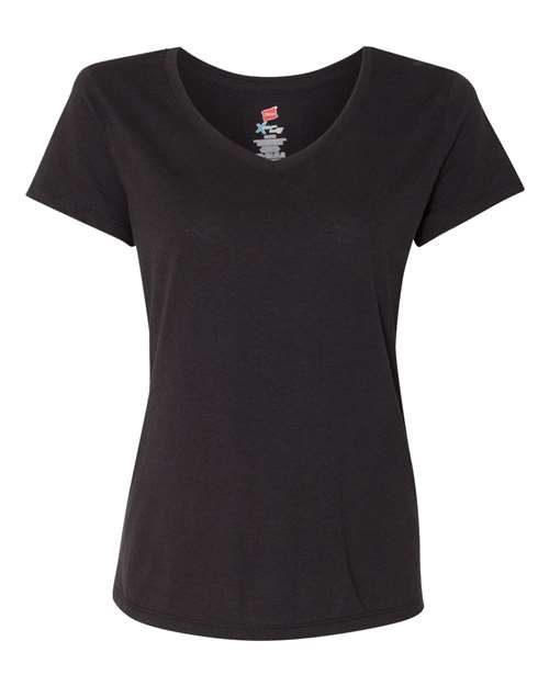 Women's Perfect-T Triblend V-Neck T-Shirt - Black Triblend Front