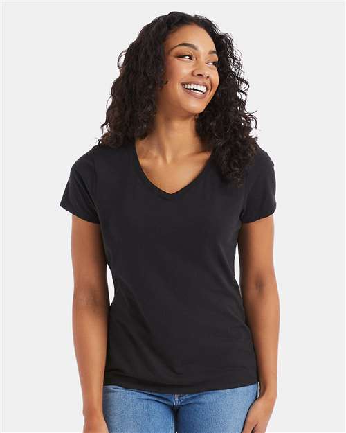 Hanes Women's Perfect-T Triblend V-Neck T-Shirt - Model Front