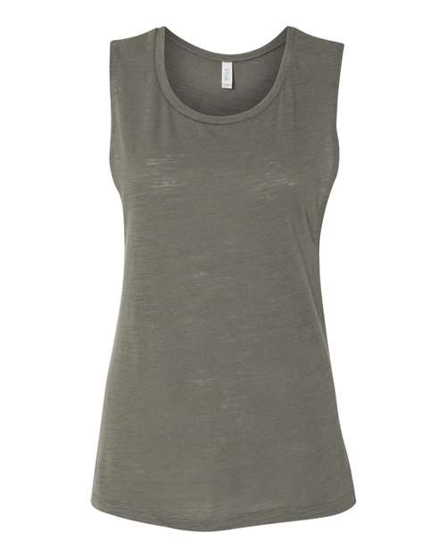 Women's Flowy Scoop Muscle Tank - Olive Slub Front