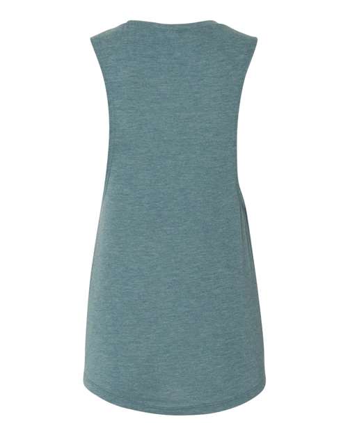 Women's Flowy Scoop Muscle Tank - Heather Deep Teal Back