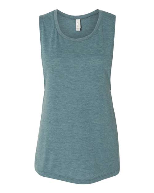 Women's Flowy Scoop Muscle Tank - Heather Deep Teal Front