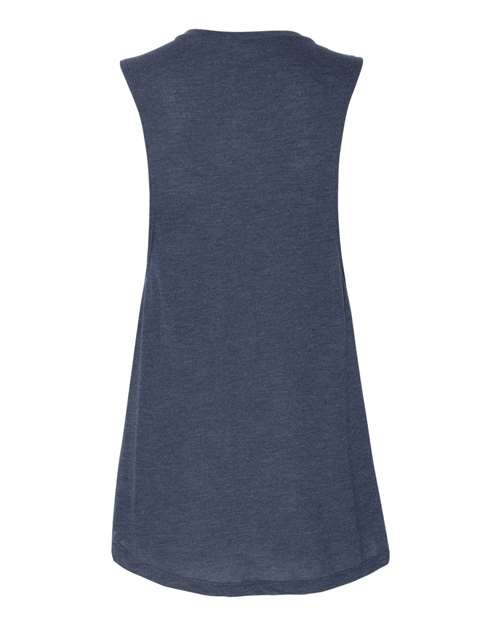 Women's Flowy Scoop Muscle Tank - Heather Navy Back