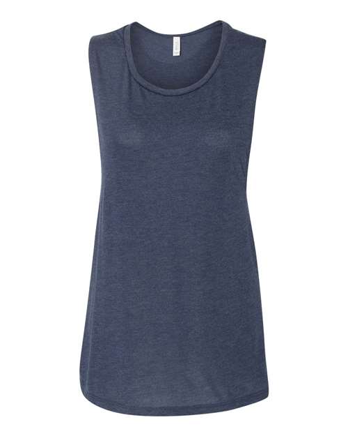 Women's Flowy Scoop Muscle Tank - Heather Navy Front