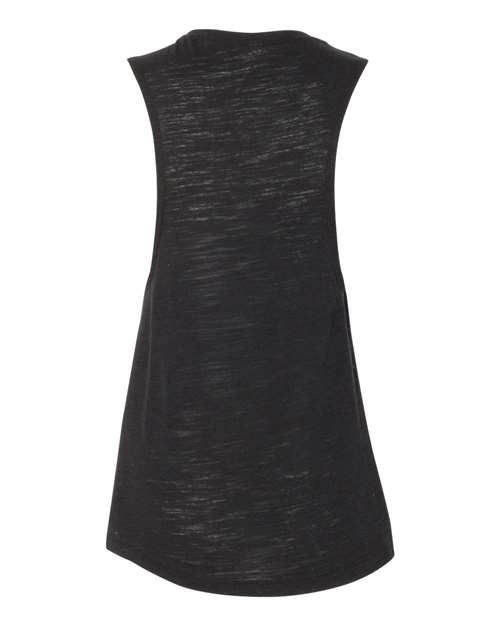 Women's Flowy Scoop Muscle Tank - Solid Black Slub Back