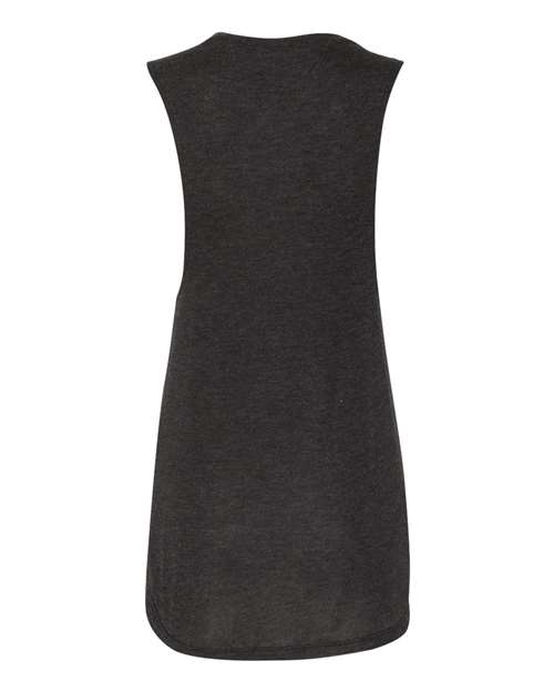 Women's Flowy Scoop Muscle Tank - Black Heather Back