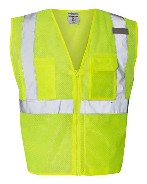 Unisex Clear ID Vest with Zipper Closure - Lime Front