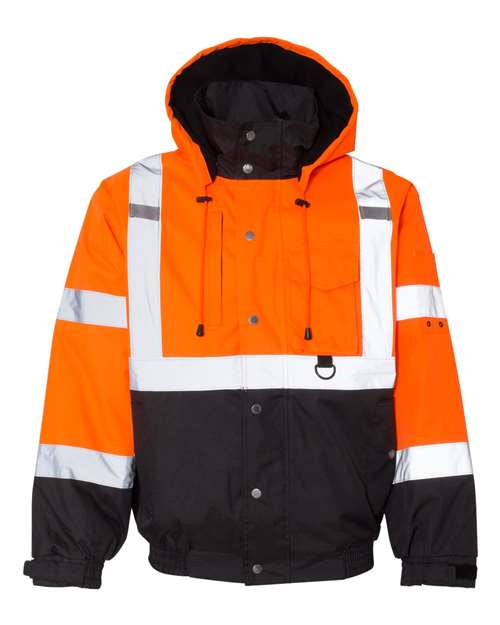 Unisex Ripstop Bomber Jacket - Orange/ Black Front
