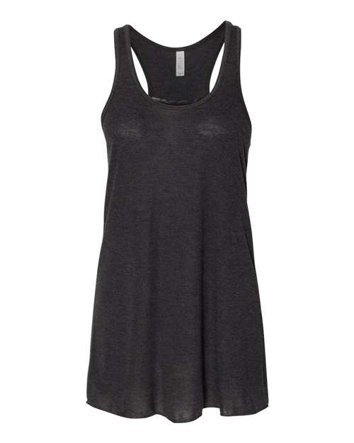 Women's Flowy Racerback Tank - Black Heather Front