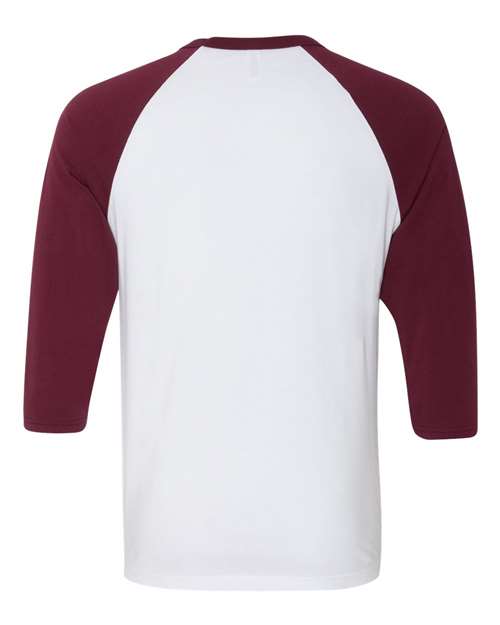 Unisex Three-Quarter Sleeve Baseball Tee - White/ Maroon Back