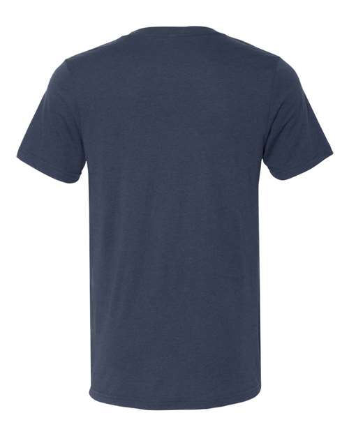 Unisex Triblend V-Neck Tee - Solid Navy Triblend Back