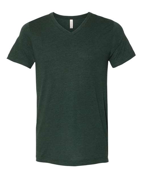 Unisex Triblend V-Neck Tee - Emerald Triblend Front