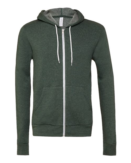 Unisex Sponge Fleece Full-Zip Hoodie Sweatshirt - Heather Forest Front