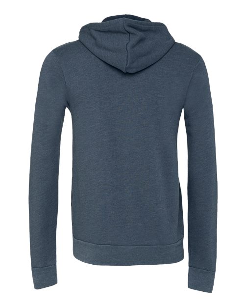 Unisex Sponge Fleece Full-Zip Hoodie Sweatshirt - Heather Navy Back