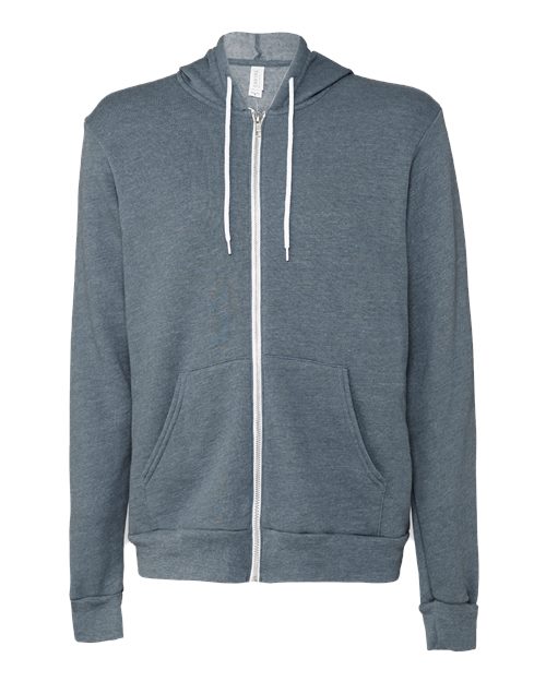 Unisex Sponge Fleece Full-Zip Hoodie Sweatshirt - Heather Slate Front