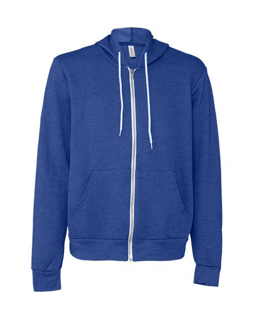 Unisex Sponge Fleece Full-Zip Hoodie Sweatshirt - Heather True Royal Front