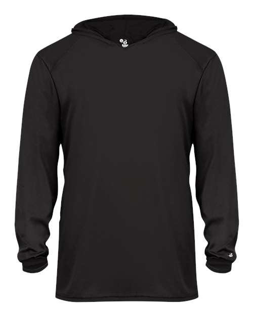 Youth B-Core Long Sleeve Hooded T-Shirt - Black Front