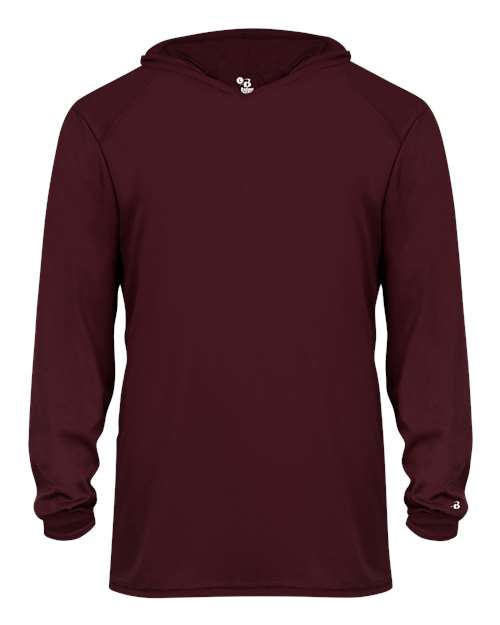 Youth B-Core Long Sleeve Hooded T-Shirt - Maroon Front
