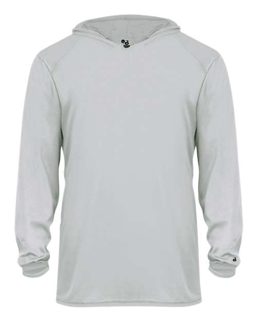 Youth B-Core Long Sleeve Hooded T-Shirt - Silver Front