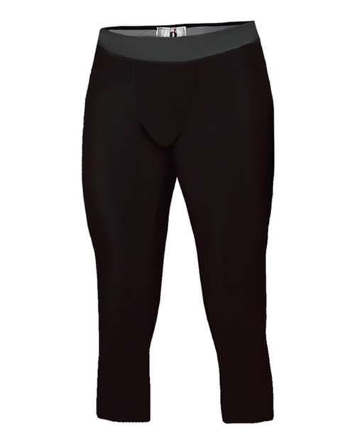 Youth Compression Calf-Length Tights - Black Front