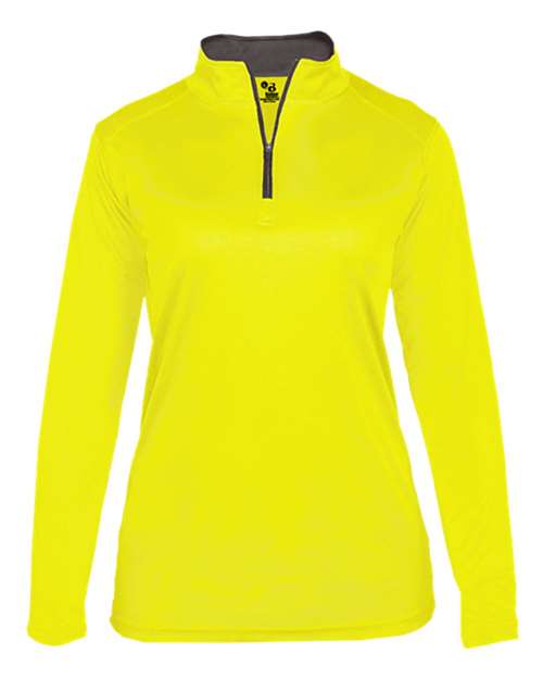 Women’s B-Core Quarter-Zip Pullover - Safety Yellow Green/ Graphite Front