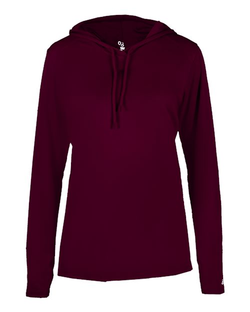 Women's B-Core Long Sleeve Hooded T-Shirt - Maroon Front