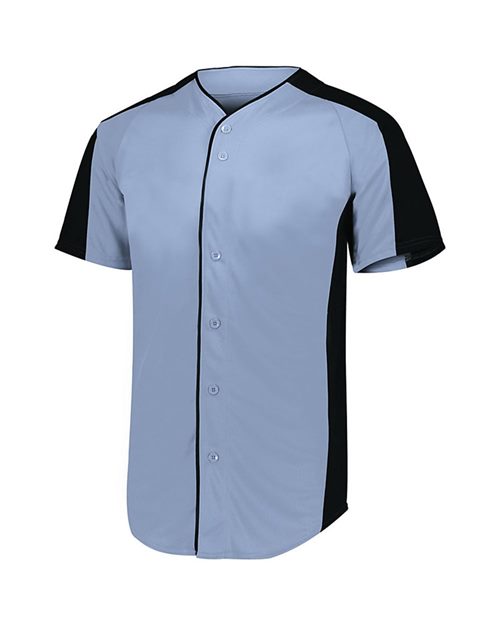 Youth Full Button Baseball Jersey - Black/ White Front