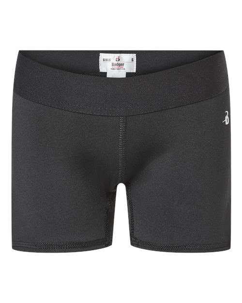 Girls' Pro-Compression Shorts - Black Front