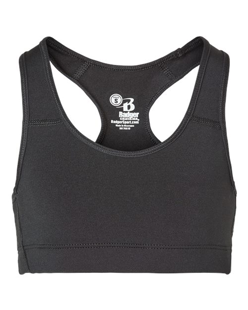 Girls' B-Sport Bra Top - Black Front