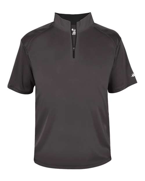 Men's B-Core Short Sleeve Quarter-Zip - Graphite/ Black Front