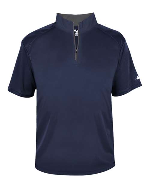 Men's B-Core Short Sleeve Quarter-Zip - Navy/ Graphite Front