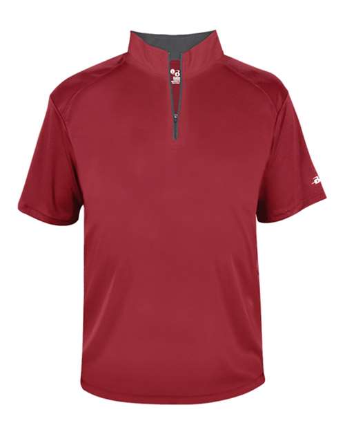 Men's B-Core Short Sleeve Quarter-Zip - Red/ Graphite Front