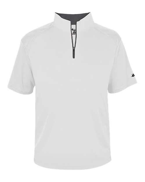 Men's B-Core Short Sleeve Quarter-Zip - White/ Graphite Front