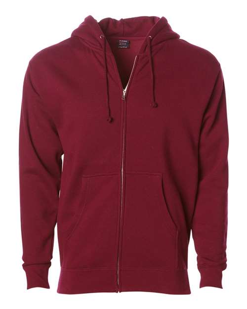 Unisex Heavyweight Full-Zip Hooded Sweatshirt - Cardinal Front