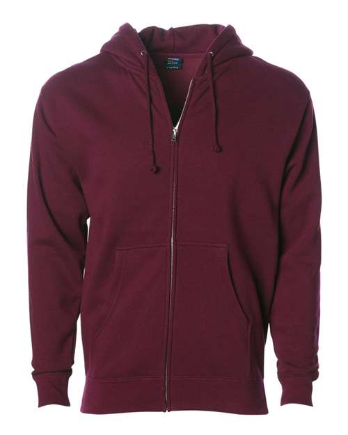 Unisex Heavyweight Full-Zip Hooded Sweatshirt - Maroon Front