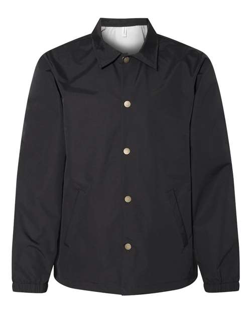 Men's Water-Resistant Windbreaker Coach’s Jacket - Black Front