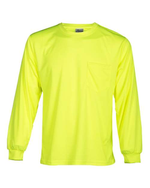 Unisex Microfiber Polyester Long Sleeve T-Shirt - Lime Front
