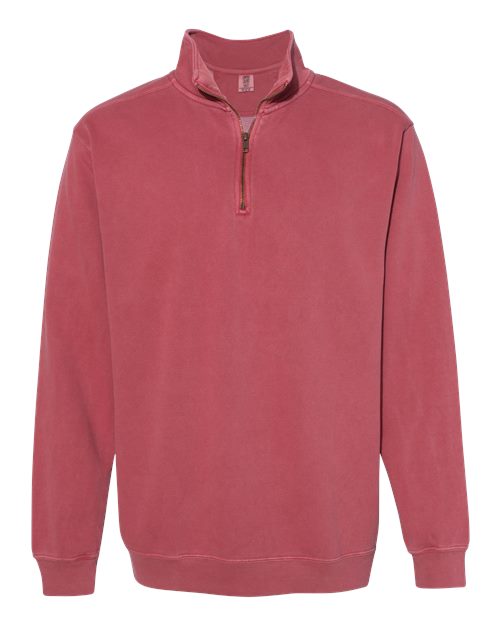 Unisex Garment-Dyed Quarter-Zip Sweatshirt - Crimson Front