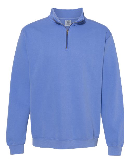 Unisex Garment-Dyed Quarter-Zip Sweatshirt - Flo Blue Front